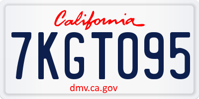 CA license plate 7KGT095