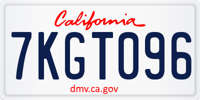CA license plate 7KGT096