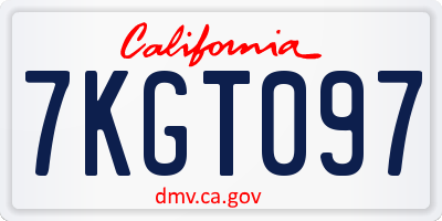 CA license plate 7KGT097