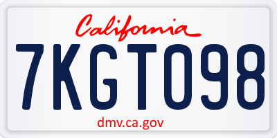 CA license plate 7KGT098