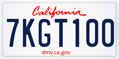 CA license plate 7KGT100