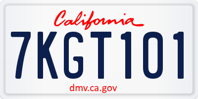 CA license plate 7KGT101