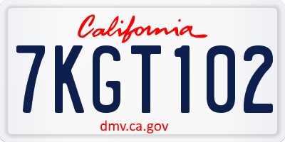 CA license plate 7KGT102