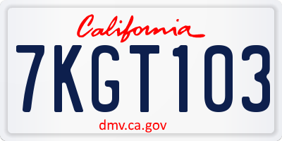 CA license plate 7KGT103