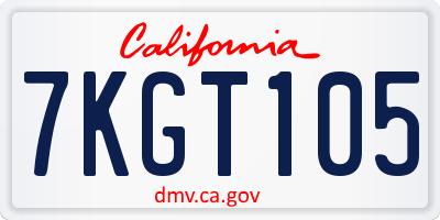 CA license plate 7KGT105