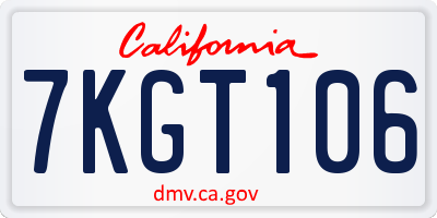 CA license plate 7KGT106