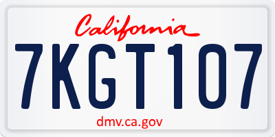 CA license plate 7KGT107