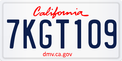 CA license plate 7KGT109