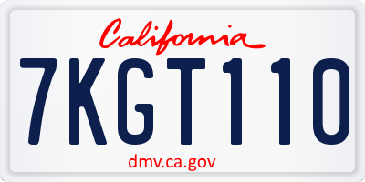 CA license plate 7KGT110