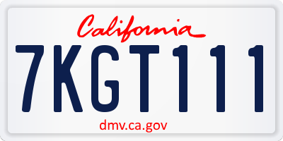 CA license plate 7KGT111