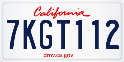 CA license plate 7KGT112