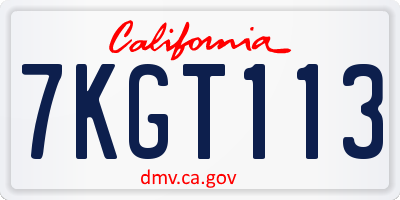 CA license plate 7KGT113