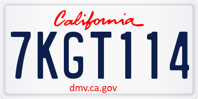 CA license plate 7KGT114
