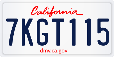 CA license plate 7KGT115