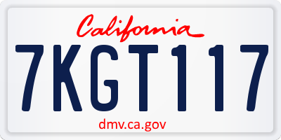 CA license plate 7KGT117