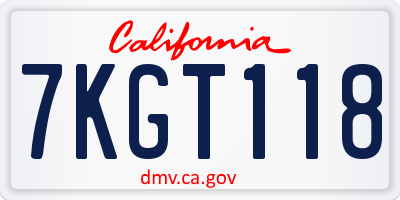 CA license plate 7KGT118