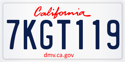 CA license plate 7KGT119