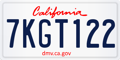 CA license plate 7KGT122