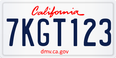 CA license plate 7KGT123