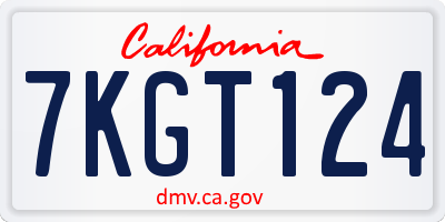 CA license plate 7KGT124