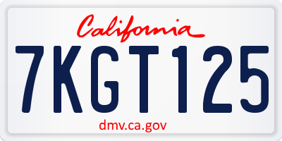 CA license plate 7KGT125