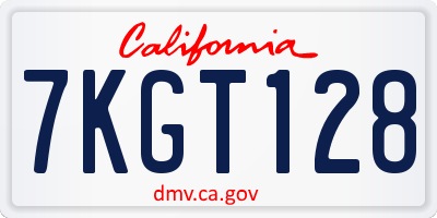 CA license plate 7KGT128