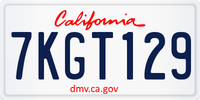 CA license plate 7KGT129