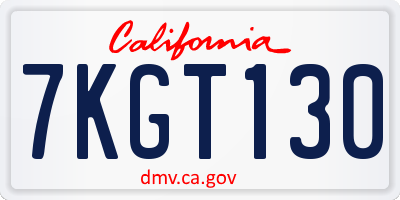 CA license plate 7KGT130