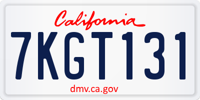 CA license plate 7KGT131