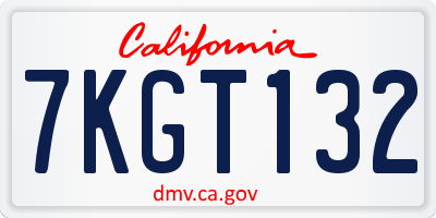 CA license plate 7KGT132