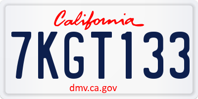 CA license plate 7KGT133