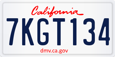 CA license plate 7KGT134