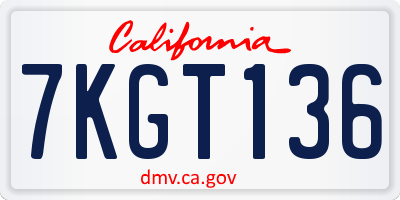 CA license plate 7KGT136