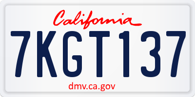 CA license plate 7KGT137