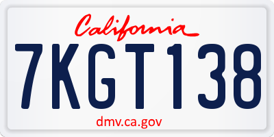 CA license plate 7KGT138