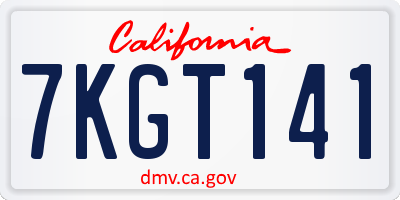 CA license plate 7KGT141