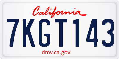 CA license plate 7KGT143