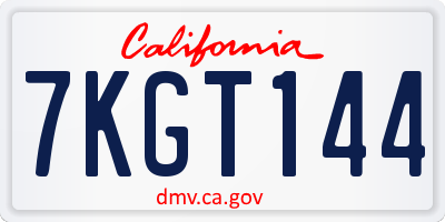 CA license plate 7KGT144