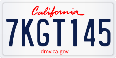 CA license plate 7KGT145
