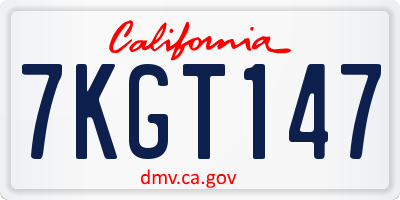CA license plate 7KGT147