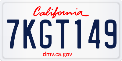 CA license plate 7KGT149