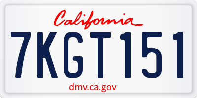CA license plate 7KGT151