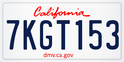 CA license plate 7KGT153