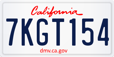 CA license plate 7KGT154