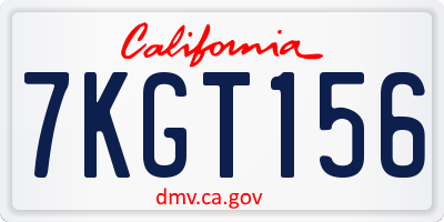 CA license plate 7KGT156