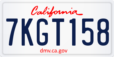 CA license plate 7KGT158