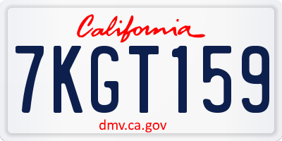 CA license plate 7KGT159