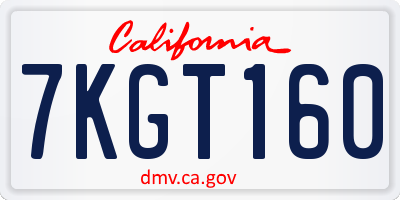 CA license plate 7KGT160