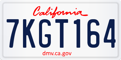CA license plate 7KGT164