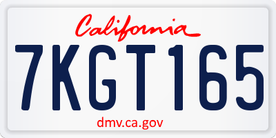 CA license plate 7KGT165